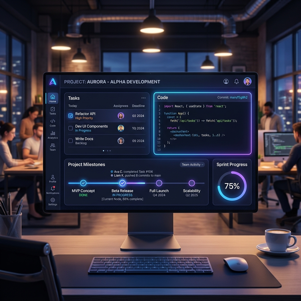 Painel visual de projetos, profissionais e automações
